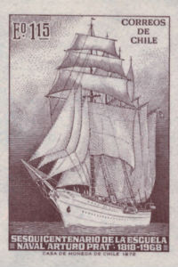 Sellos De Chile 150 Años De La Escuela Naval Arturo Prat. 